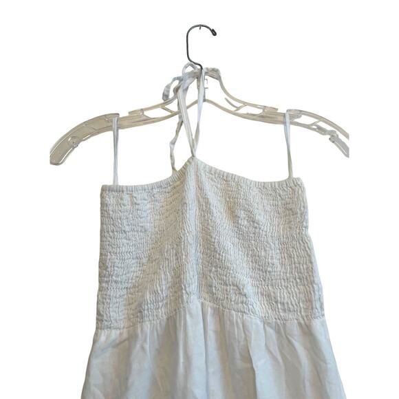 Seraphine Maternity Tube Halter Smocked Dress Size US 2 White Midi Tiered Cotton - Picture 3 of 9